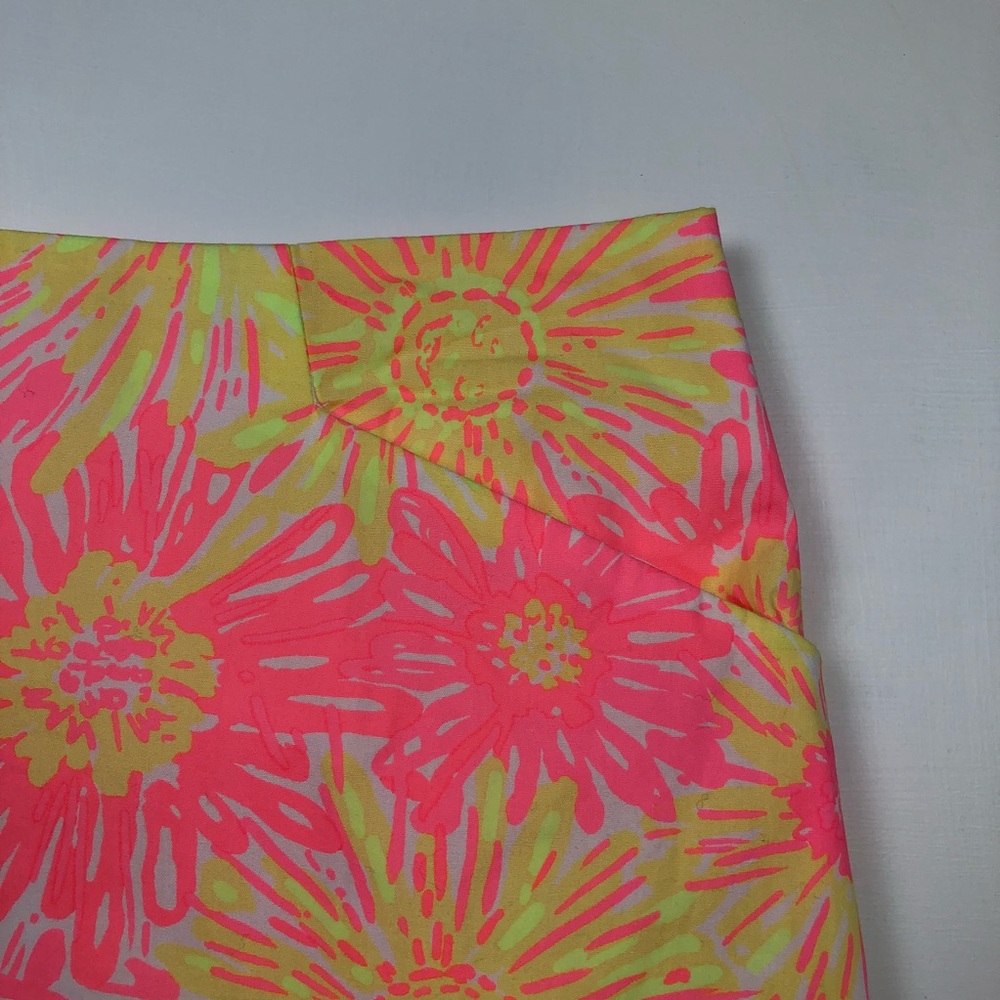 Lilly Pulitzer yellow pink floral print skirt 2 - Picture 3 of 7